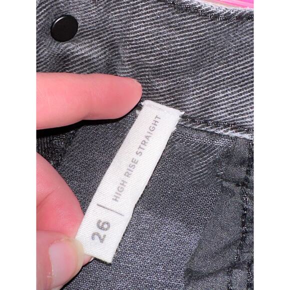 Pacsun Black Distressed High Rise High Waisted Straight Button Fly Jeans Size 26 - Picture 6 of 6